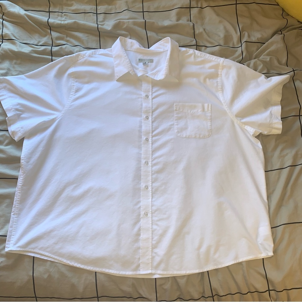 King’s Court Size 22 White Short Sleeved Oxford Button Down Shirt